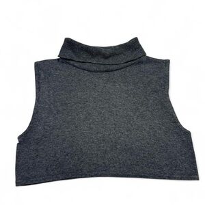 Dark Gray Sleeveless Turtleneck Crop Top